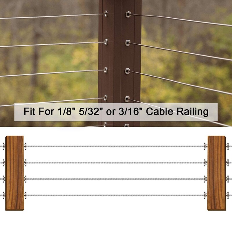 110Pcs Protector Sleeves for 1/8 Inch Deck Cable Railing Wood Post Protector with Drill Bit DIY Balustrade