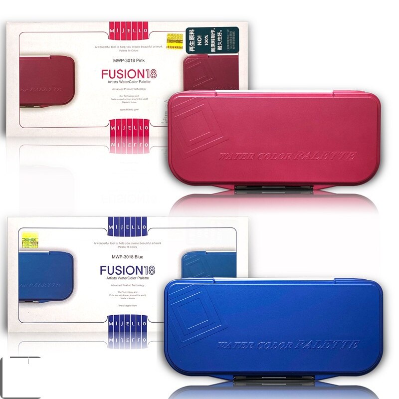 Originele Korea Mijello Aquarel Kleur Palet Met Kogelvrij Glas Palet 18 Rooster Coral Kleur Lege Plastic Box