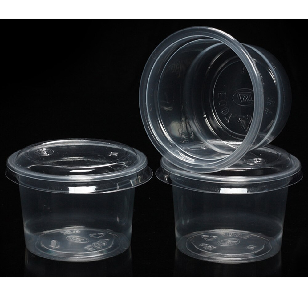 100Pcs 1Oz Wegwerp Portie Cups Clear Gedeelte Container Met Deksels Voor Jelly Yoghurt Mousses