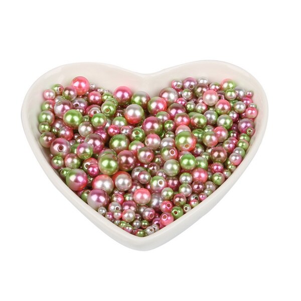 4/6/8/10mm Brann størrelse blanding 350 stk, rosa regnbue farge perle imitasjon abs løse perler til plagg klær halskjede tilbehør: Stil 03