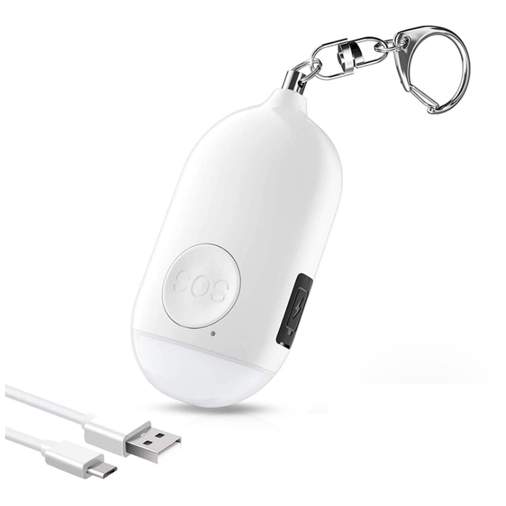 La Sécurité Alarme D'autodéfense Sirène-Portable pour Les Femmes w/SOS LUMIÈRE LED & mousqueton Aide des Aînés Et enfants Appel D'urgence: WHITE