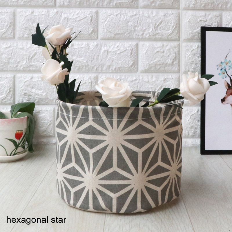 Huishoudelijke Draagbare Opvouwbare Desktop Desktop Opslag Mand Cartoon Afdrukken Speelgoed Opbergtas Kleine Voorwerpen Opbergdoos: hexagonal star