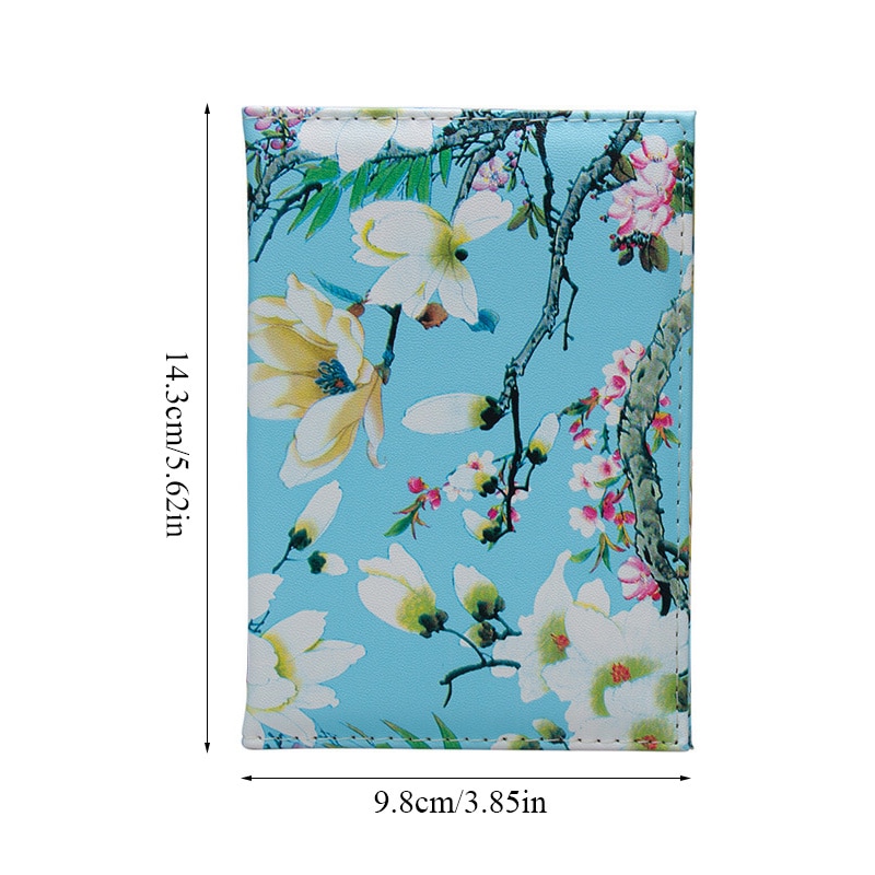 3d kvinner pu-skinn reiselommebok passholder blomstertrykk dokumentkort passdekseletui id-kortholdere