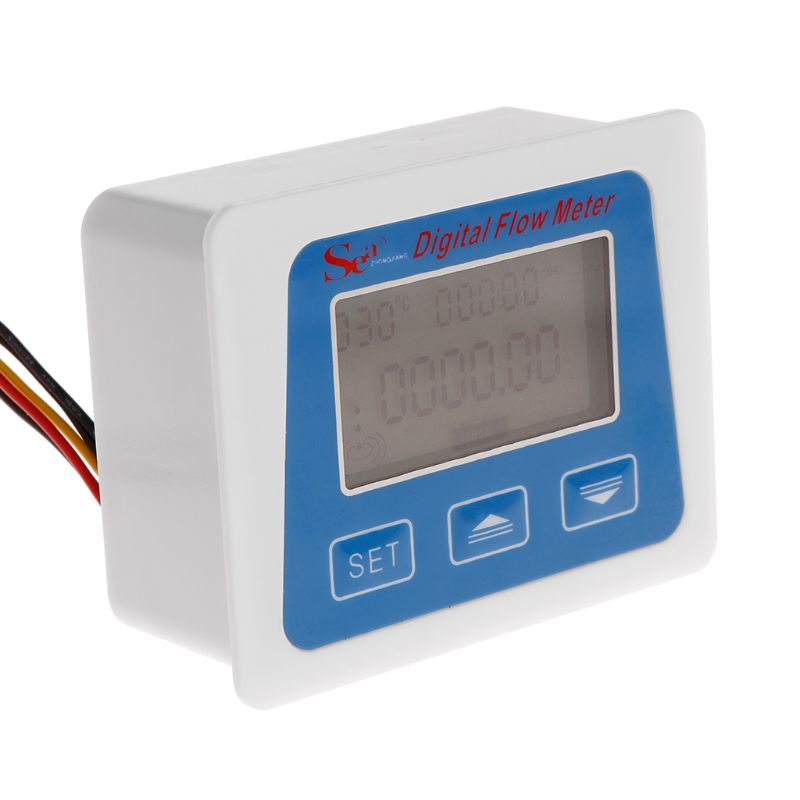 Digital Flow Meter Water Flowmeter Temperature Time Record with G1/2 Flow sensor