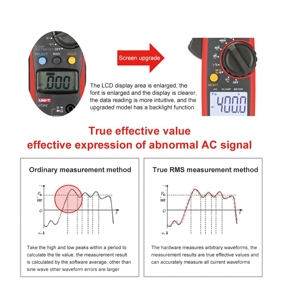 Home Current Voltage Resistance True Rms Automatic Range Clamp Meter Measuring Tools Digital Multimeter LCD Display Mini