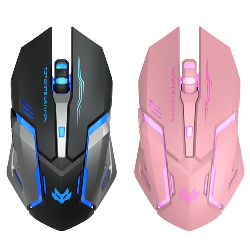 2.4GHz Wireless Gaming Mouse Rechargeable 1600 DPI Optical Pink USB Mice 6 Buttons for Computer Laptop PC Gamer