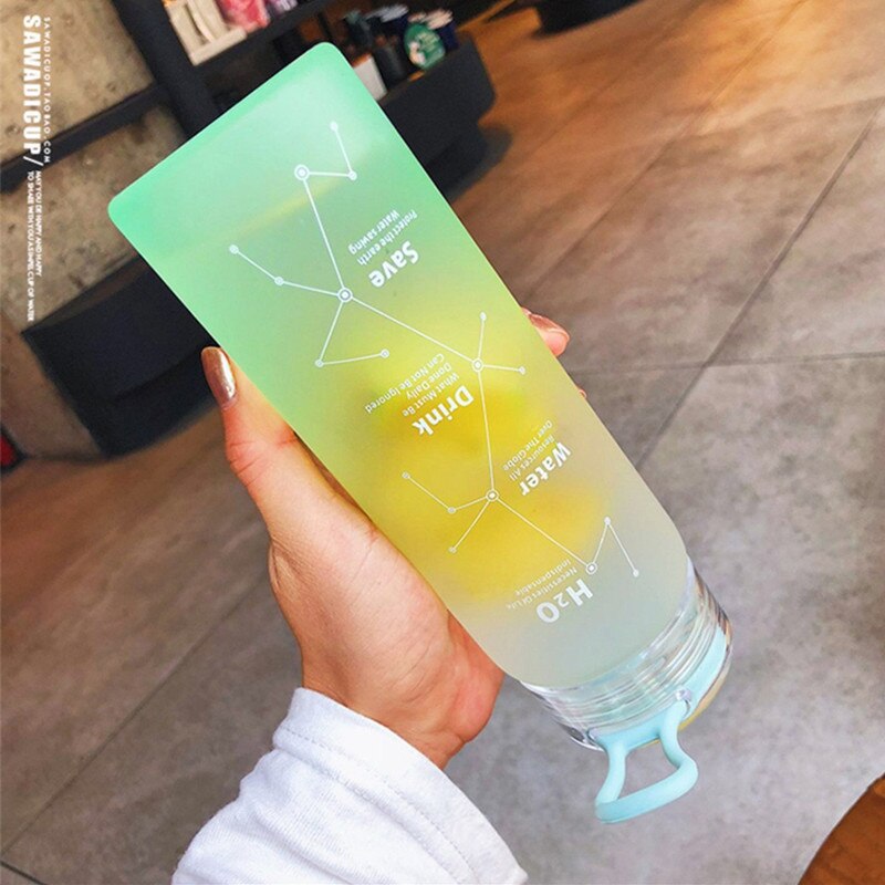 Korean Style Summer Cool Water Bottle Prosted Glass Bottles 460ml Women Girl Student Leakproof Drinkware Best Individuality