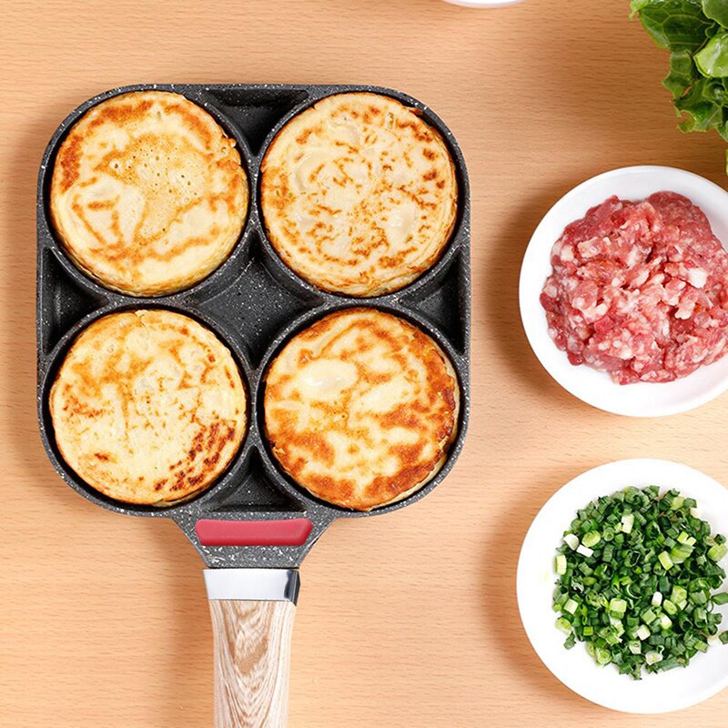 Verdikte Omelet Pan Non-stick Ei Pannenkoek Steak Pan Vier-Gat Omelet Pan Non-stick Geen Olie-Rook Ontbijt Grill Pan Kookpot