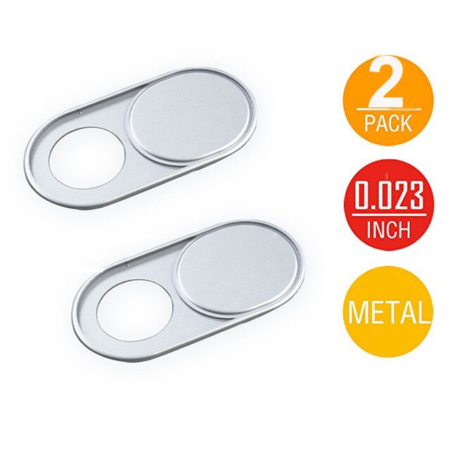 Ultra delgado portátil Cámara lente de cámara Web cubierta de ojo de pez deslizante de Metal cámara Web etiqueta MacBook iPad iMac Cámara bloqueador del obturador: Silver2pc no package