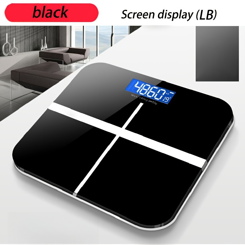 Bathroom Scale, LED Backlit Display, Thickened Glass Electronic Scale, Fitness, Outdoor Places, Home and Dormitory Small Scale: black
