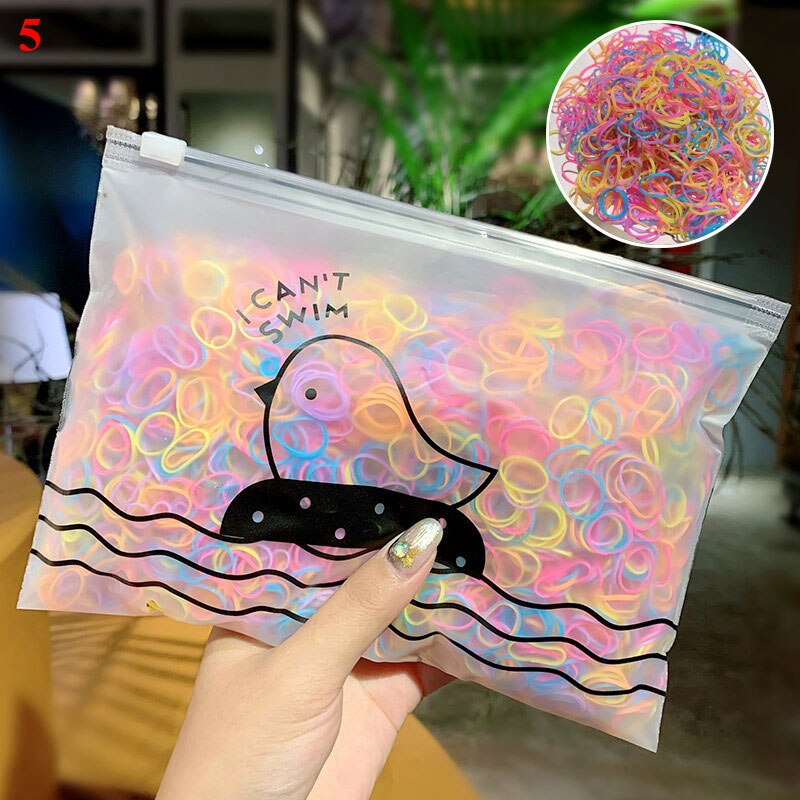 1000 Pcs/Set One Time Mini Rubber Bands Kids Headwear Women Hair Bands Scrunchie Hair Rope Braiding Transparent Hair Accessories: 5