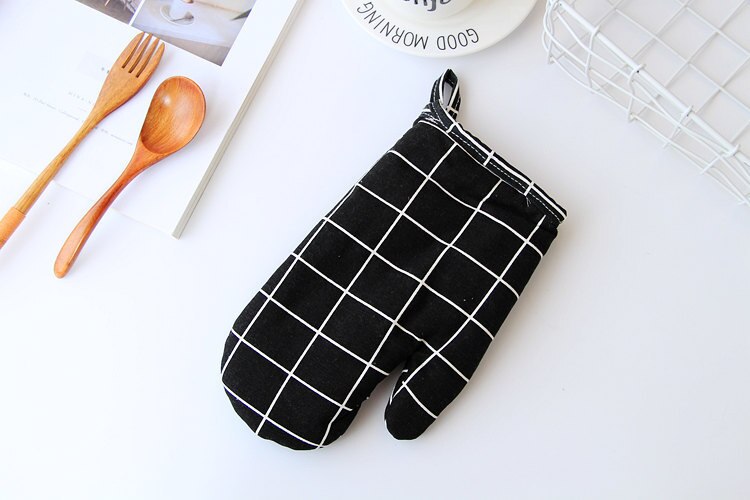 FOURETAW 1 Stück Nette Gelb Grau Baumwolle nordisch Küche Kochen mikrowelle handschuhe backen BBQ topflappen Backofen Handschuhe: G
