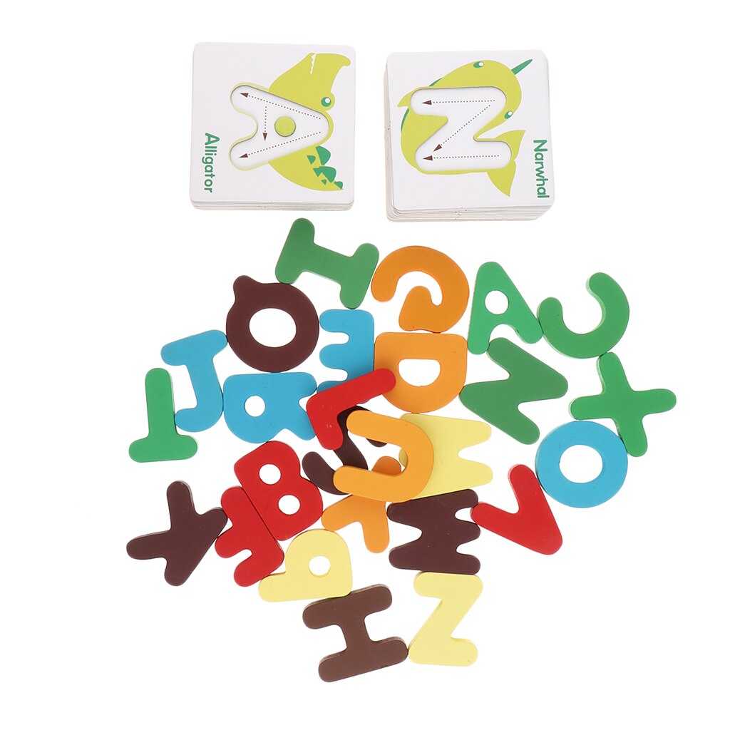 26 Pieces Wooden Letters Learning Cards Set for Ba... – Grandado