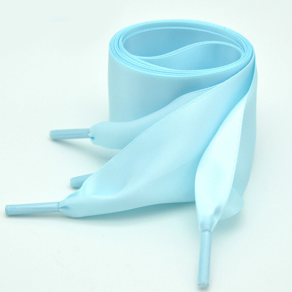 Cordones de zapatos de seda satinada para mujer, cintas de lona, informales, anchos, lisos, con lazo de Color sólido: light blue