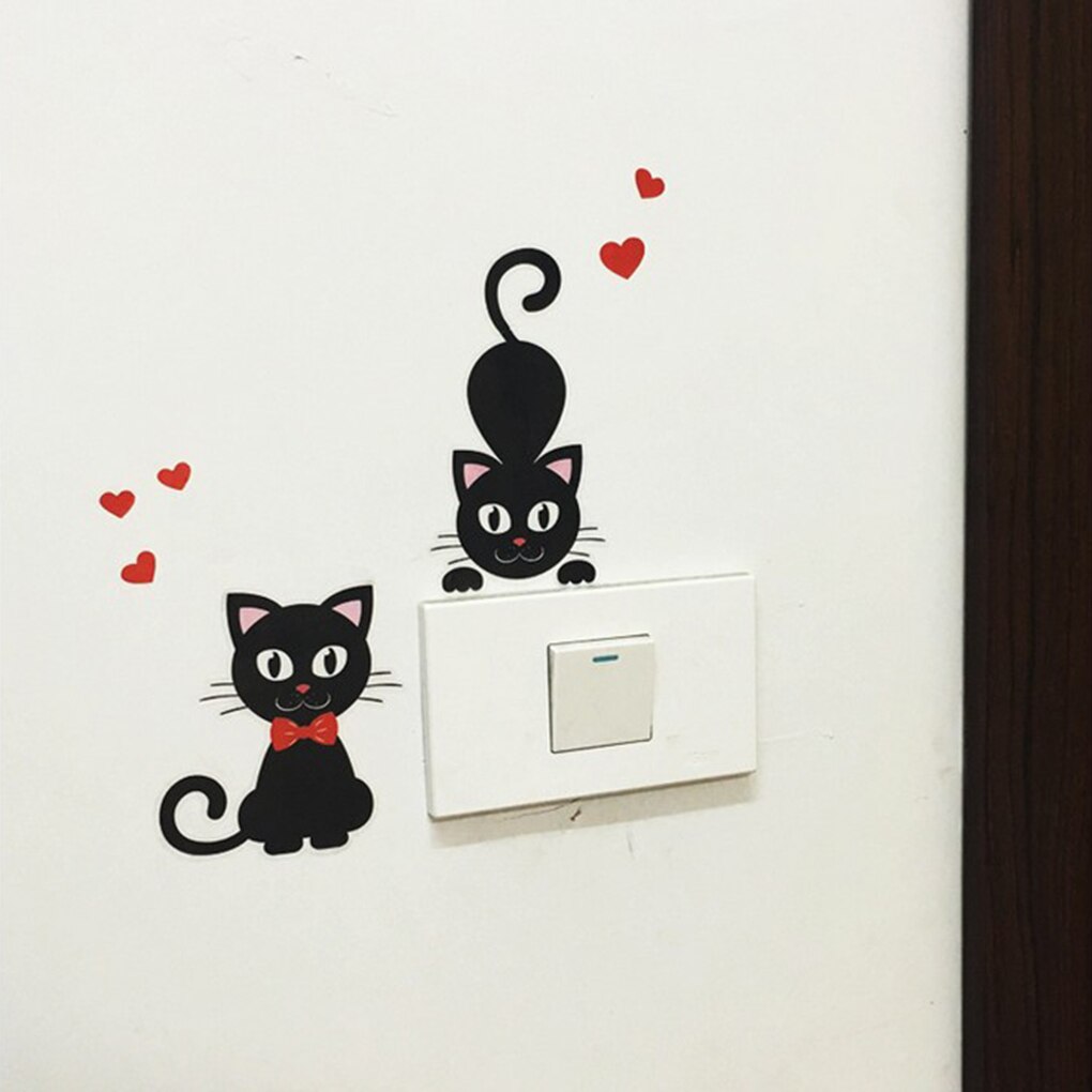 1PC Wall Sticker Animal Heart Cartoon Robot Switch Wall Sticker Cartoon PVC Decals Vinyl Home Room Window Door Wallpaper Decor