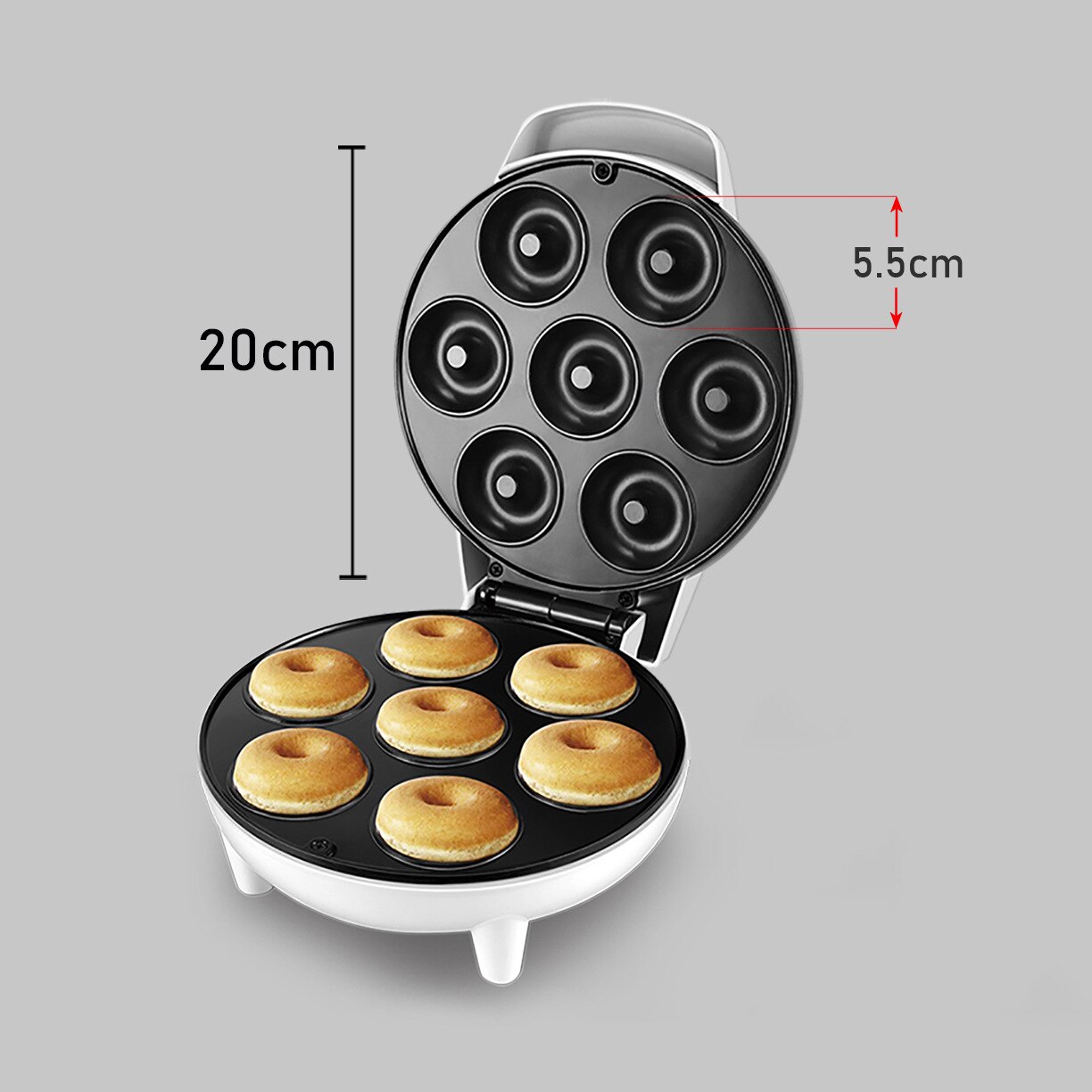 Home Donut Maker Breakfast Maker Cake Maker Round Egg Cake Bread Baking Machine 1200W High Power Fast Heating Oven Pan Breakfast
