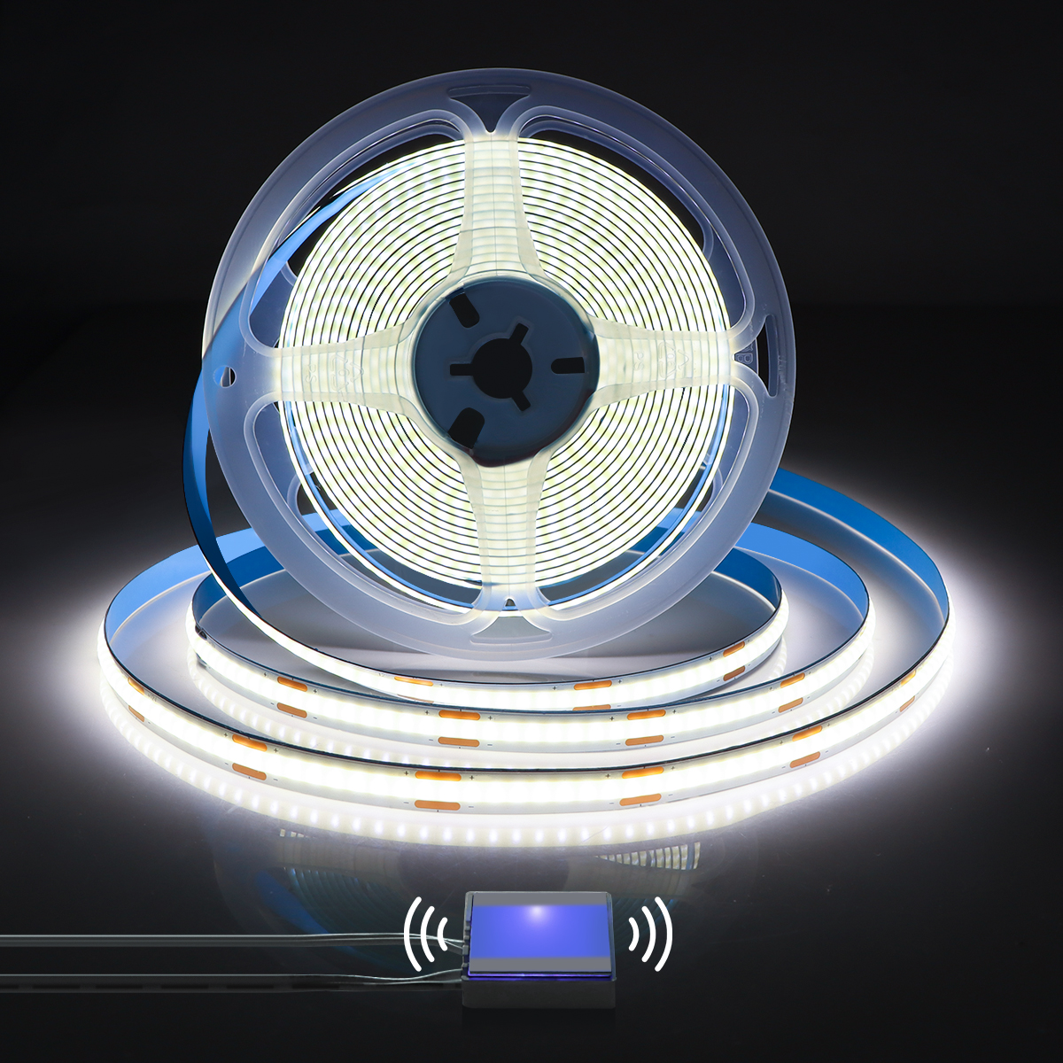 Espejo de maquillaje para baño, lente de cristal, tira de luz LED COB de 5V, alimentado por USB, interruptor regulable con Sensor táctil de tocador de pared Penetrable: Blanco frío / 72 cm