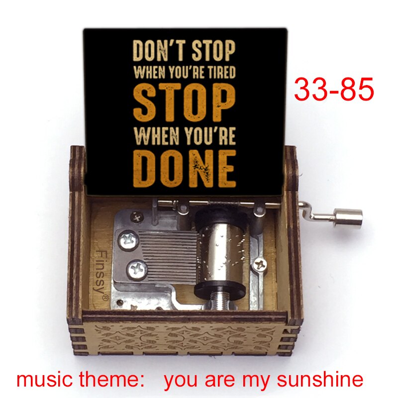 Wooden Music Box music theme You are My Sunshine Birthday Christmas year greeting inspiring: Plum