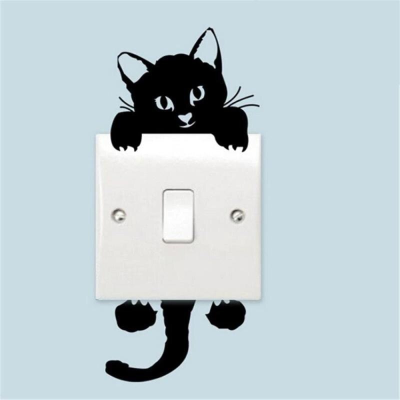 Diy Zwarte Kat Muurstickers Grappige Leuke Kat Schakelaar Stickers Muurstickers Thuis Woonkamer Slaapkamer Badkamer Thuis Decoratie: Default Title