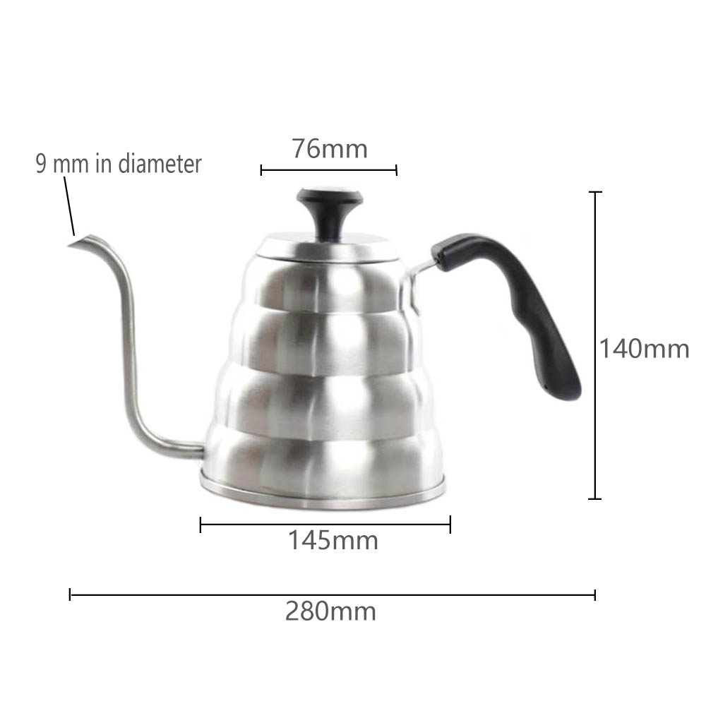 1l/1.2l te-kaffekjeler i rustfritt stål med termometer svanehals tynn tut til å helle over kaffekanne fungerer på komfyrtopp