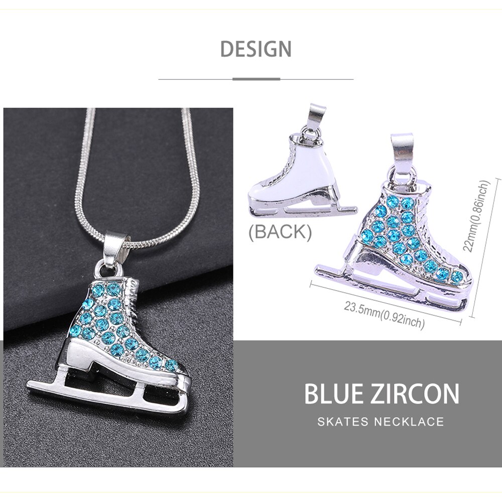 Zircon 3D Ice Skate Shoe Necklace White Enamel Luxury Blue Pink Crystal Family Chain Couple Pendant For Men Women Jewelry
