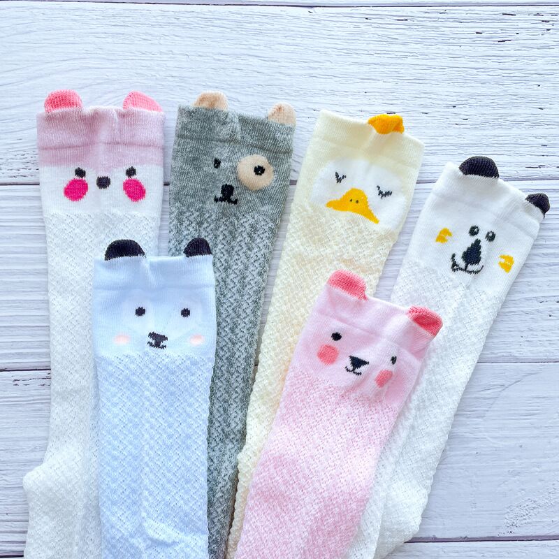 Baby Summer Thin Mesh Long Socks Newborn Girls Cotton Knee Socks Mosquito Proof Socks for Infants Animals