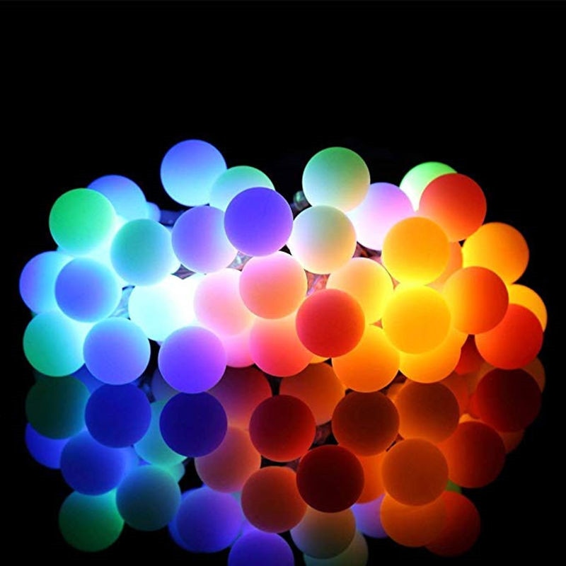 Solar lichtsnoer met 50 witte led-ballen, waterdicht, kerstverlichting voor een feestje, bruiloft of andere versiering.