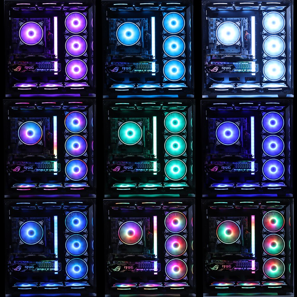 WOVIBO-Ventilador ARGB SYNC RGB de 120mm, Ventilador de refrigeración arcoíris, carcasa de ordenador, chasis, 5V, ajuste silencioso, 12cm Aura