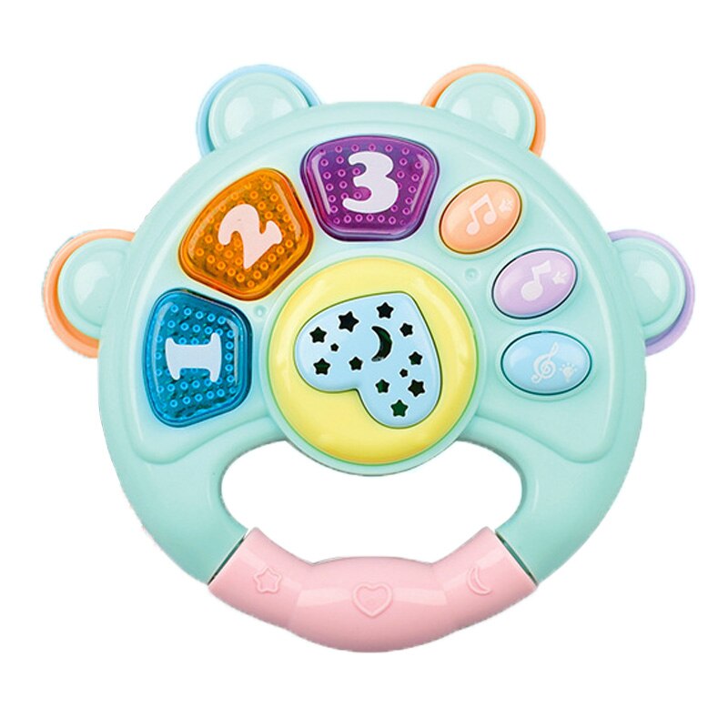 Kleurrijke Projectie Muzikale Baby Rammelaars Speelgoed Knipperende Hand Bells Baby Speelgoed Zuigeling Digitale Grafische Cognitie Educatief Speelgoed: Blue music rattle