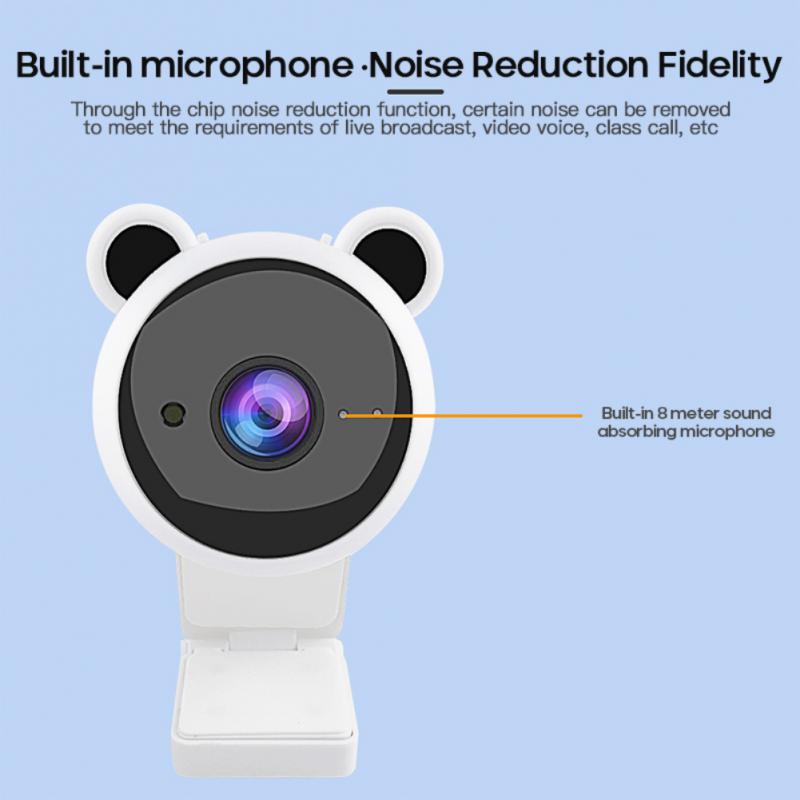 Usb 2.0 Leuke Panda 1080P Hd Webcam Web Camera Ingebouwde Microfoon Autofocus Webcam Full Hd 1080P Camara Web Para Pc Voor Werk