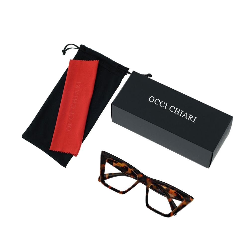 OCCI CHIARI Oversize de bloqueo de luz azul gafas de mujer gato ojo gafas óptico transparente marco computadora gafas para personas con miopía