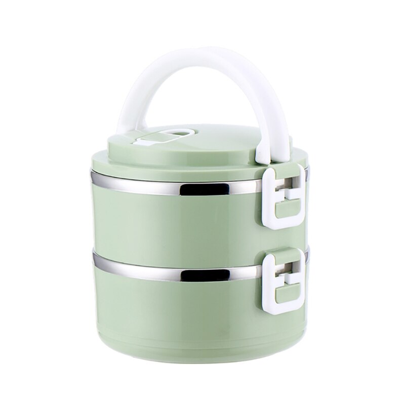 Protable Lunch Box Stainless Steel Bento Boxes Multilayer Lunch Box For Kid Office Workers Microwave Food Container Tableware: 3Layer-green