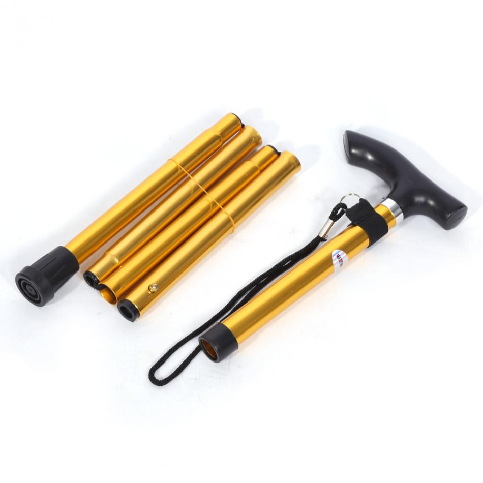 Handle Folding Cane Walking Stick Portable Anti-Shock Telescopic Walking Hiking Climbing Stick Crutch Senior Blind Walking Stick