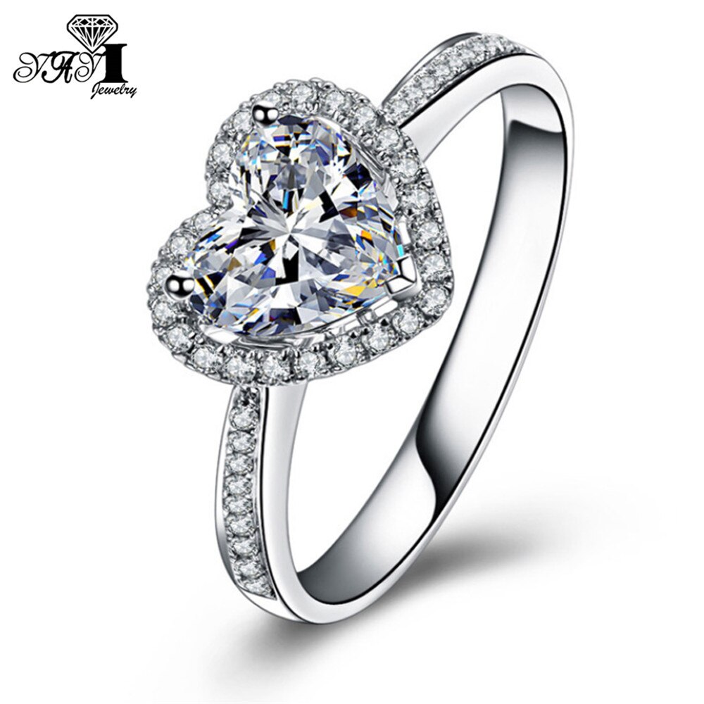 YaYI Frauen Schmuck Ring Herz 1.35CT Weiß CZ Silber Farbe Verlobungsringe hochzeit Partei Schellt
