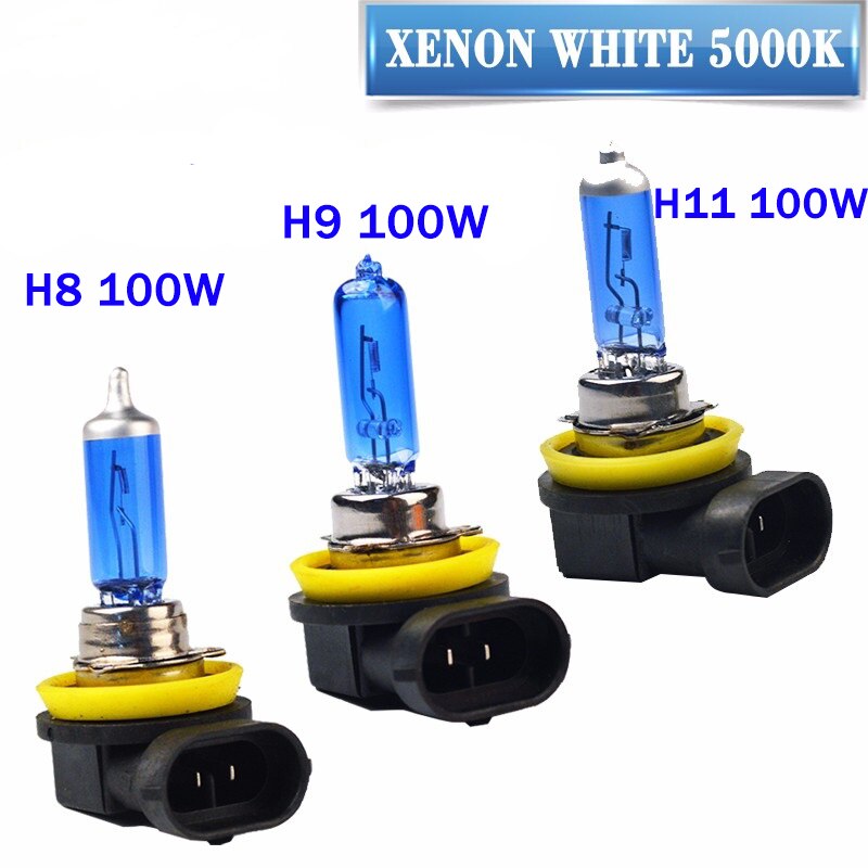 Hippcron bulbo blanco de cristal de cuarzo oscuro halógena azul lámpara faro coche H1 H3 H4 H7 H8 H9 H11 9005 HB3 9006 HB4 100W 5000K