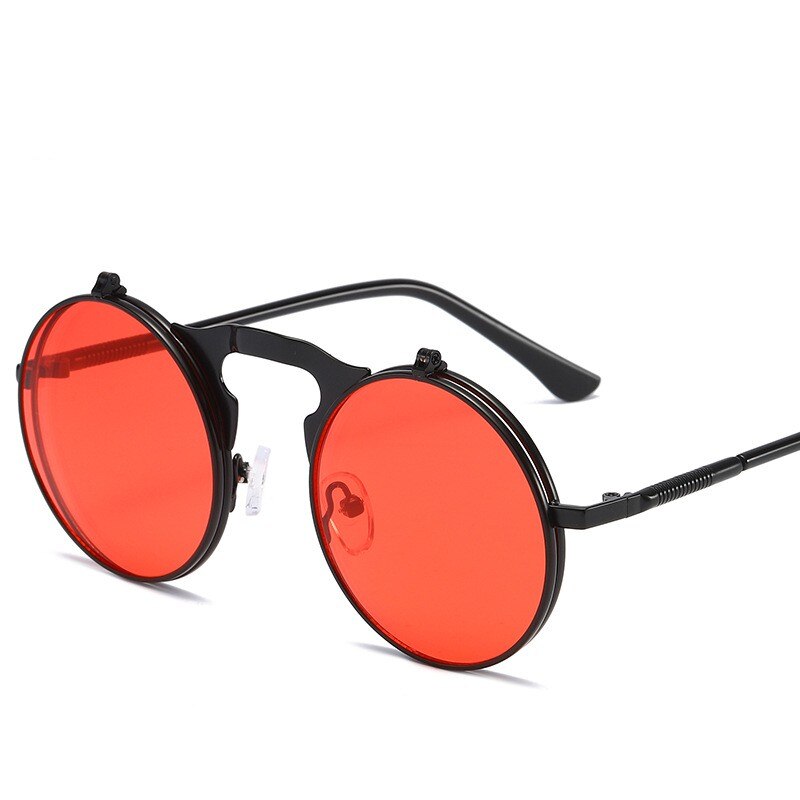 Steampunk Flip Sunglasses UV400 Vintage Round Frame Metal Eyewear Gothic Steam Punk Style Men Wmoen Sun Glasses: 06