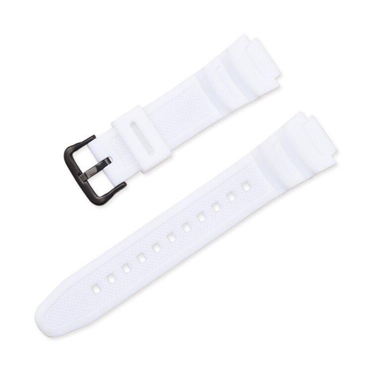 For casio Watches Watchband Silicone Rubber Bands casio AE-1200 W-S200H Replace Electronic Wristwatch Band Sports Watch Straps: white2black buckle