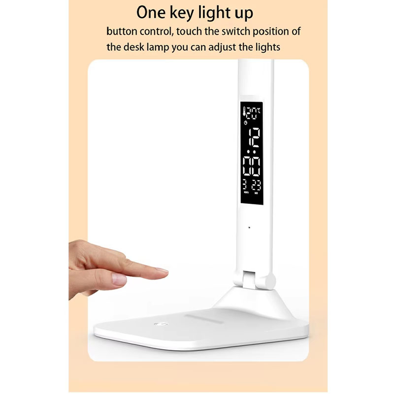 Øjenbeskyttelse usb led 180 ° genopladelig ur dæmpbar bordlampe roterende foldbar skrivebordslæselampe