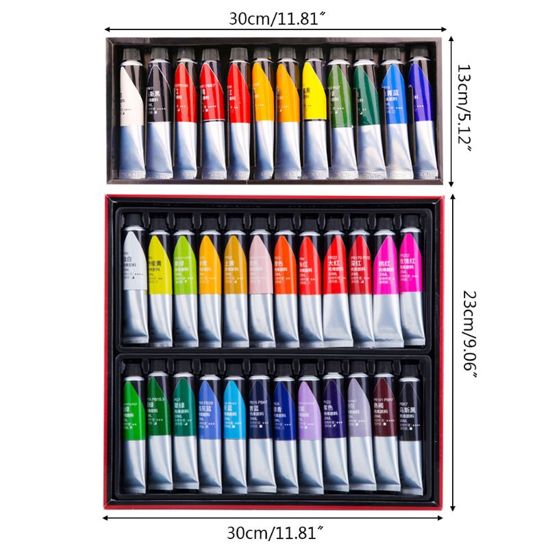 12/24 Kleuren Professionele Acryl Verf 20Ml Tekening Pigment Hand Geschilderd Voor Kids Diy Kunstenaar