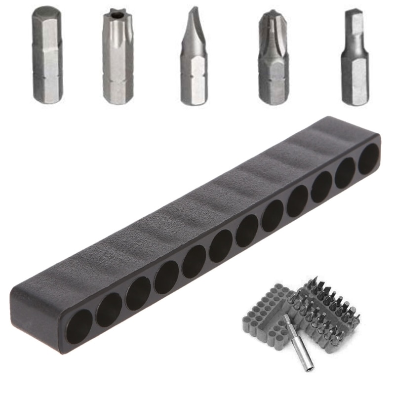 OOTDTY Screwdriver Hole 10/12 Holes Hex Shank Bit Holder Plastic Head Storage Case Tool
