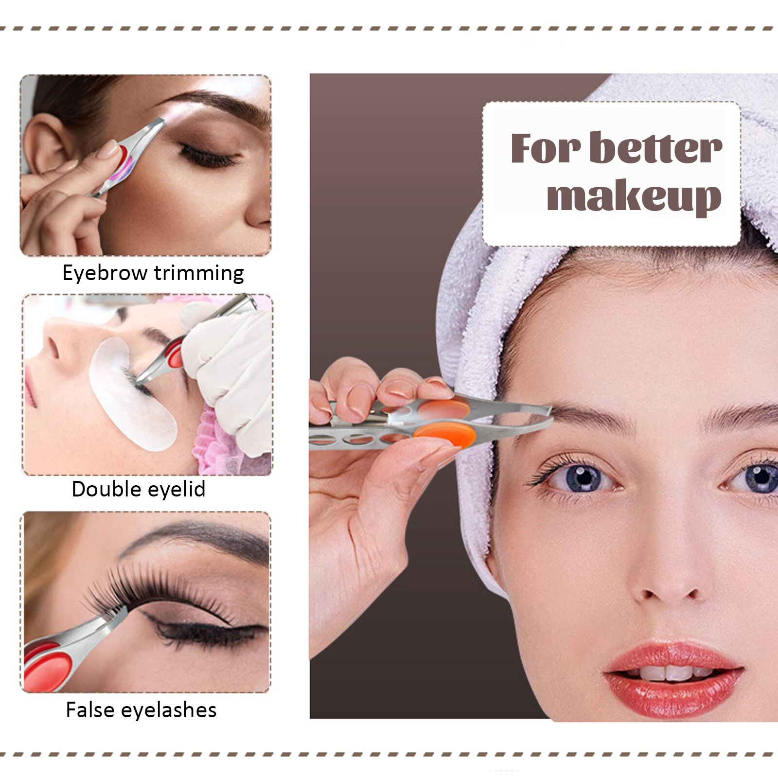 Dalse – pince à épiler avec lampe LED, Mini pince à épiler pour sourcils, maquillage, outils de beauté, épilation, coupe délicate