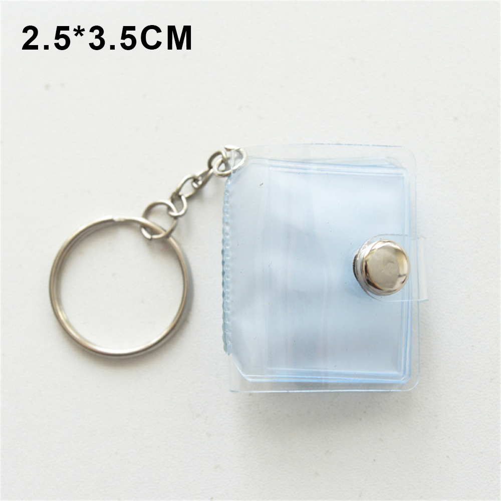 16 Pages Mini Photo Album Keychains Women's Small Instant Picture Album Key Chain Pendant ID Photo Interstitial Pocket Keyring: GRAY