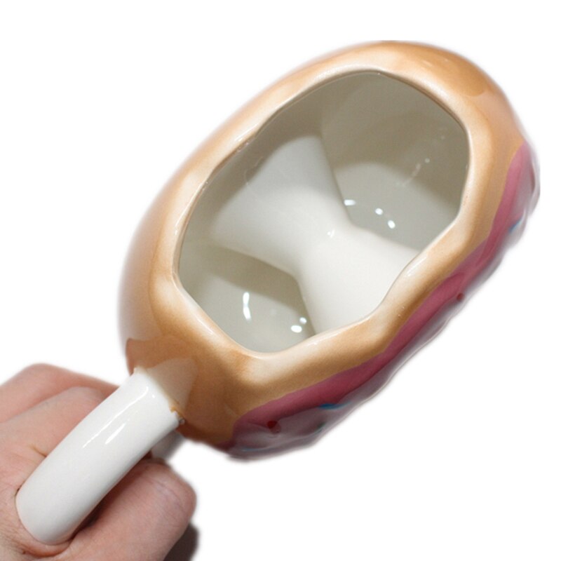 Ceramic Cup Bread Donut Shape Mug Biscuit Milk Coffee Tea Mug with Handle Handmade Glass Office Home Desktop Decor Cup