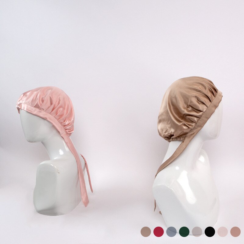 Gorro de dormir 100% de seda de mora para mujer, envoltura de cabello ajustable, cuidado de sueño nocturno de seda Natural con elástico, TJ7196