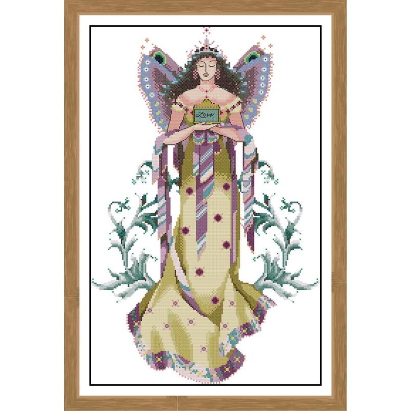 Kreuz Stich Schöne Mädchen Muster Blumen Elf Schmetterling Engel Kreuz Stich Kit 14CT Druck Stickerei DIY Manuelle Hand