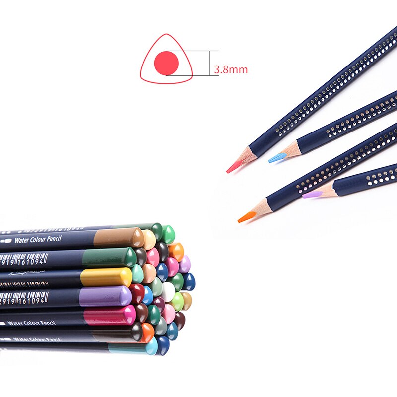 12/24/36/48/72 colors Water-soluble color pencil set thick triangle log drawing children Artist Paint Sketching Art Supplies