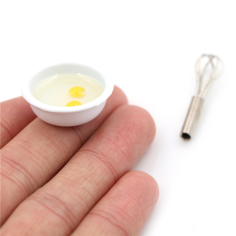 1:12 Scale Dollhouse Miniature Accessories Egg Whisk & Bowl Simulation for Doll House Decor Kitchen Food Furniture Toys