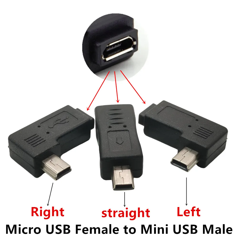 USB 2.0 Adapter Plug 90 Degree Left and Right Angle Mini USB Male to Micro USB Female Connector Adapter: WHITE / 11m