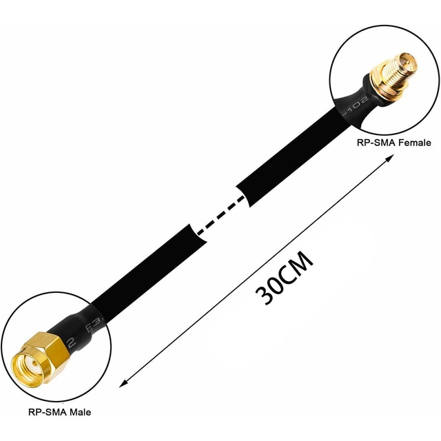 Cable de extensión RP-SMA helio de pérdida Ultra baja, 60/30cm, Cable coaxial plano, Coleta, 0-6 GHz, HNT Miner, minero, antena exterior: 30cm