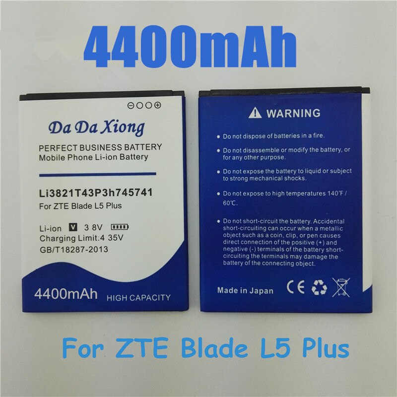4400 mah  li3821 t 43 p 3 h 745741 batteri til zte blade  l5 plus batteri